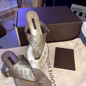 Authentic Louis Vuitton monogram Vernis sandals flip flop shoes thong 36 / 6